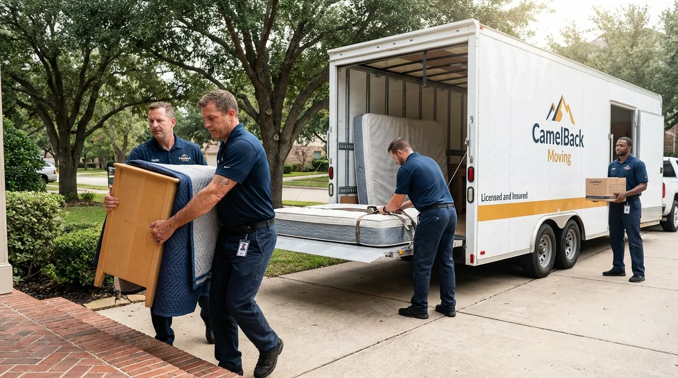 Crew loading residential truck for cross-state move from Cannon Beach, OR